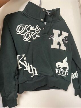 Kith Dark Forest Green Varsity Logo Snap Pullover